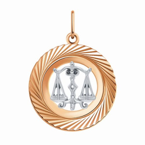 Золотая подвеска медальон с алмазной гранью знак зодиака Весы АТОЛЛ 5655а/весы