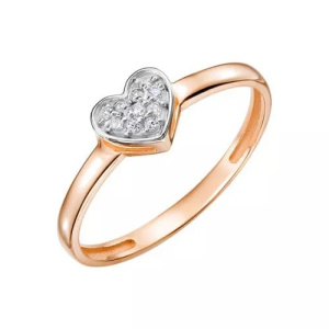 Золотое кольцо с фианитами Сердце SOUL 1135703
