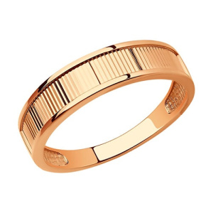 Золотое кольцо широкое с алмазной гранью Diamant 51-110-01572-1