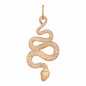 Золотая подвеска с фианитами Змея АТОЛЛ 50346