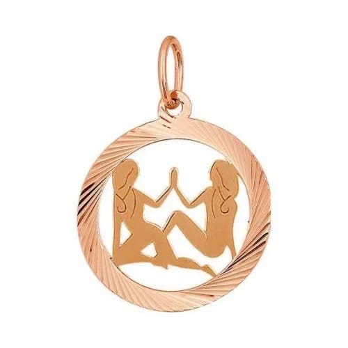 Золотая подвеска круг знак зодиака Близнецы Красносельский Ювелир АПШ300-0373