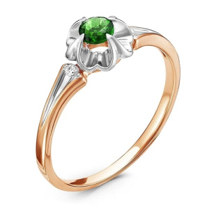 Золотое кольцо с изумрудом и бриллиантами Тюльпан RoseGrace 5-2512-103-1К-Из