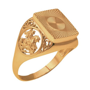 Золотое кольцо печатка герб Георгий Победоносец ЗОЛОТАЯ ПОДКОВА 821365