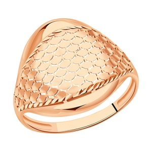 Золотое кольцо широкое с алмазной гранью Чешуя Красносельский Ювелир АКд723-4105