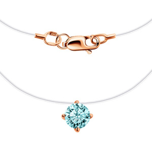 Золотое колье на леске подвеска голубой фианит Круг ГОЛДЕН ГЛОБ ПдКругЛ01