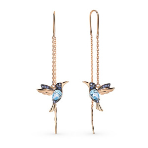 Золотые серьги продевки цепочки Колибри с топазами SOKOLOV 725373