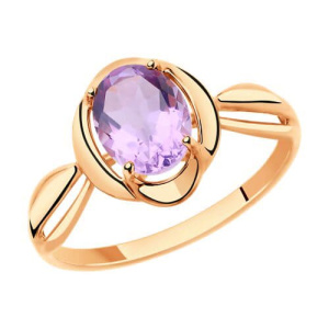 Золотое кольцо с аметистом Diamant 51-310-00170-2