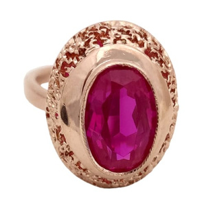 Золотое кольцо перстень с рубином 583 советская проба СССР 17 размер
