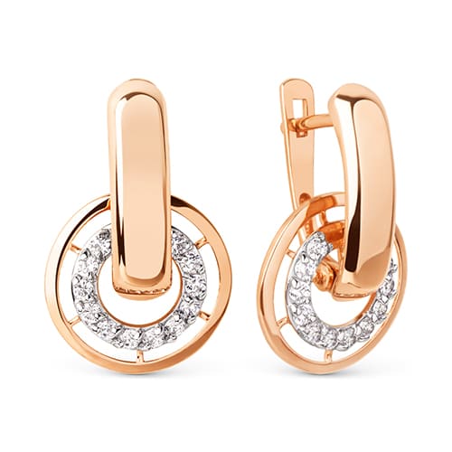 Золотые серьги с фианитами DINASTIA 030622-1102