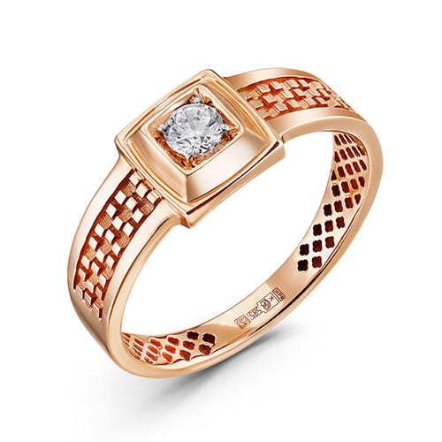 Золотое кольцо печатка с фианитом ЗОЛОТАЯ ПОДКОВА 901-00642-10-00-20-00