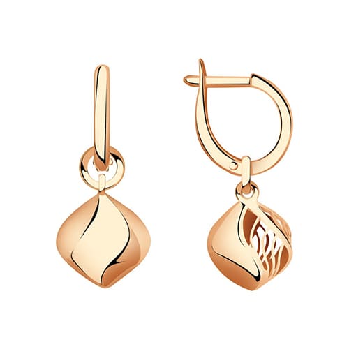 Золотые серьги подвески объемные геометрия 3D Красносельский Ювелир Сд3678