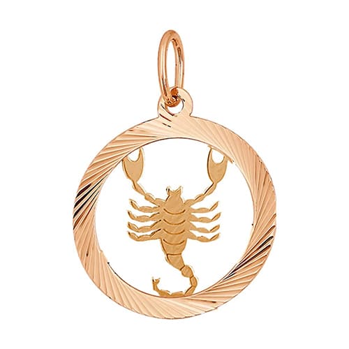 Золотая подвеска круг знак зодиака Скорпион Красносельский Ювелир АПШ305-0378