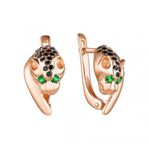 Золотые серьги с нанокристаллами пантеры леопарды гепарды ЗОЛОТАЯ ЛАДЬЯ 02-10100-0073