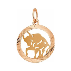 Золотая подвеска круг знак зодиака Телец Красносельский Ювелир АПШ299-0372