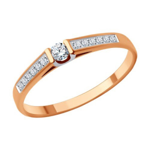 Золотое кольцо с фианитами помолвочное Diamant 51-110-02054-1