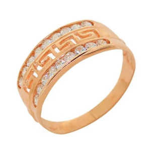 Золотое кольцо с цирконами широкое РОСТЗОЛОТО 0665
