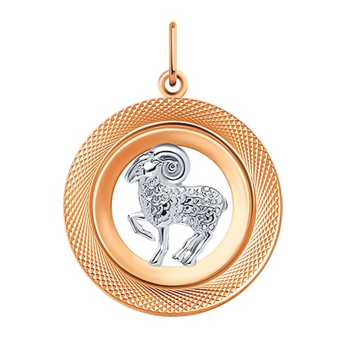 Золотая подвеска медальон с алмазной гранью знак зодиака Овен АТОЛЛ 5637а/овен