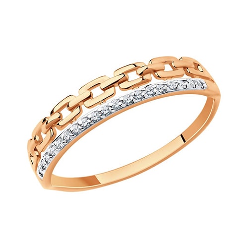 Золотое кольцо с фианитами якорь цепь SOKOLOV 017231