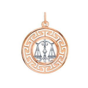 Золотая подвеска медальон знак зодиака Весы АТОЛЛ 5749/весы
