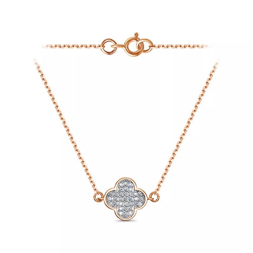 Золотое колье подвеска с фианитами Клевер ИЛЛАДА 132655