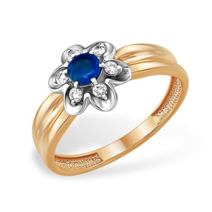 Золотое кольцо с сапфиром и бриллиантами EFREMOV К1534054