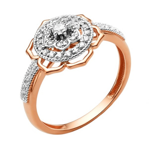 Золотое кольцо с фианитами Цветок DINASTIA 002331-1102