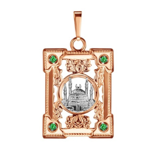Золотая подвеска с фианитами книжка ислам Коран мечеть ГОЛДЕН ГЛОБ ККЗ.27
