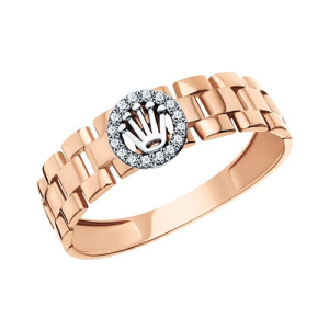 Золотое кольцо с фианитами Корона АВРОРА 710726