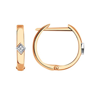 Золотые серьги конго декоративные с цирконами ЗОЛОТЫЕ УЗОРЫ 04-62-0390-01