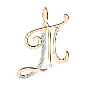 Золотая подвеска с фианитами буква Т крупная SOKOLOV 034713