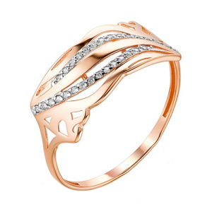Золотое кольцо с фианитами широкое АЛЕКСИ 011994