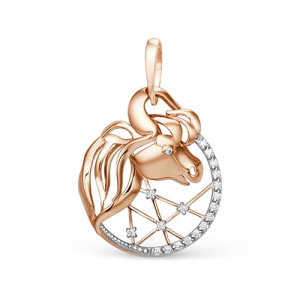 Золотая подвеска с фианитами знак зодиака Козерог DINASTIA 101198-1102