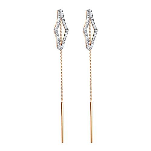 Золотые серьги цепочки продевки с цирконами ЗОЛОТЫЕ УЗОРЫ 04-62-0438-00