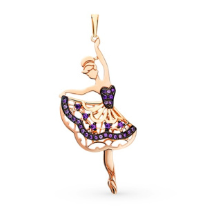 Золотая подвеска с фианитами Девочка балерина SOKOLOV 035318