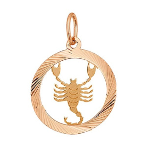 Золотая подвеска круг знак зодиака Скорпион Красносельский Ювелир АПШ305-0378