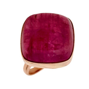 Золотое кольцо кабошон розовый турмалин природный