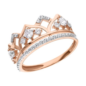 Золотое кольцо с фианитами Корона SOKOLOV 017416