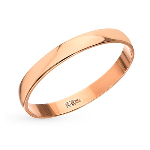 Золотое обручальное кольцо гладкое классическое 3 мм