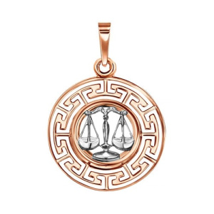 Золотая подвеска медальон знак зодиака Весы ГОЛДЕН ГЛОБ КрСВПвес