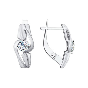 Серьги белое золото с фианитами swarovski SOKOLOV 81020376