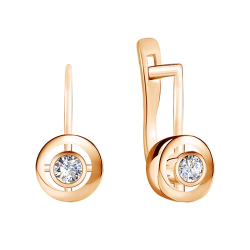 Золотые серьги классические с фианитами Эстет 01С115041