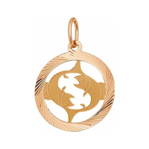 Золотая подвеска круг знак зодиака Рыбы Красносельский Ювелир АПШ309-0382