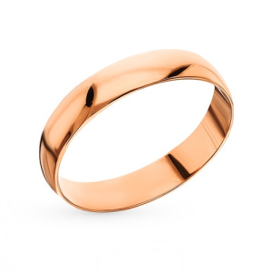 Золотое обручальное кольцо гладкое классическое 4 мм