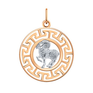 Золотая подвеска медальон знак зодиака Овен АТОЛЛ 5743/овен