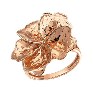 Золотое кольцо широкое объемное 3D Цветок SOUL 1208300п