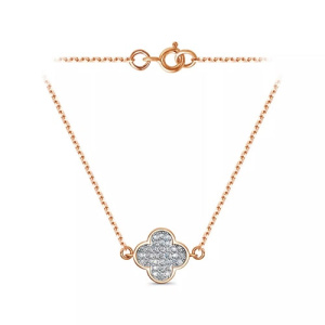 Золотое колье подвеска с фианитами Клевер ИЛЛАДА 132655