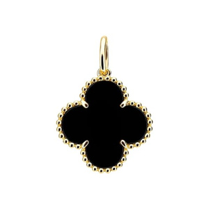 Подвеска лимонное золото с ониксом Четырехлистный клевер SOUL л3229403АЧп