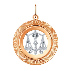Золотая подвеска медальон с алмазной гранью знак зодиака Весы АТОЛЛ 5643а/весы