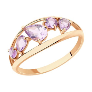 Золотое кольцо с аметистами Diamant 51-310-00617-2
