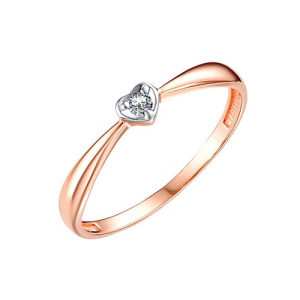 Золотое кольцо с фианитом Сердце SOUL 1073603